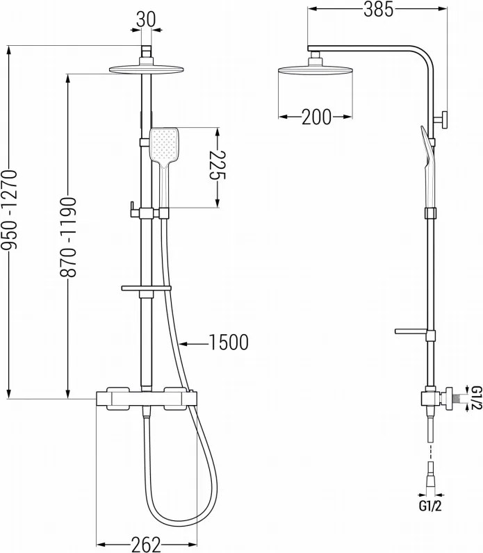 Mexen CQ62 zestaw prysznicowy natynkowy z deszczownicą i baterią termostatyczną, biały - 772506295-20