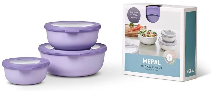 Pojemniki na żywność 3 szt. Vivid lilac – Mepal
