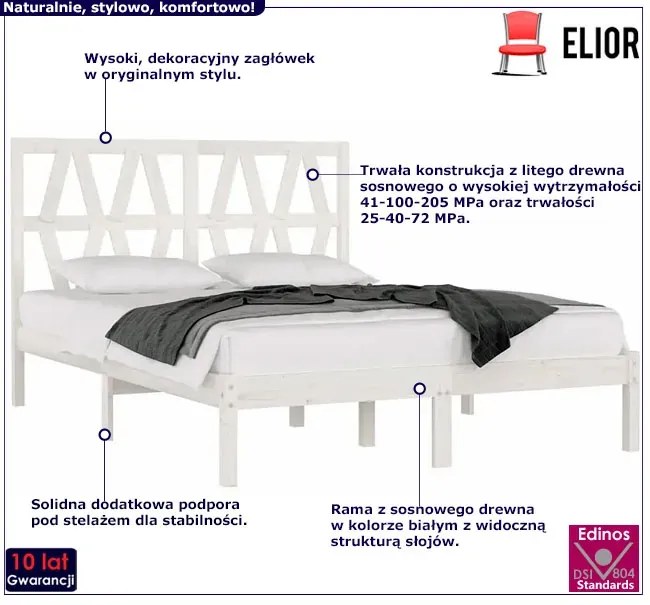 Białe skandynawskie łóżko z drewna 120x200 - Dotto 4X