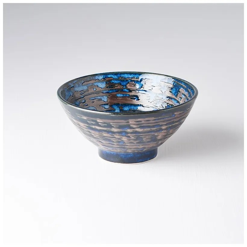 Niebieska miska ceramiczna MIJ Copper Swirl, ø 16 cm