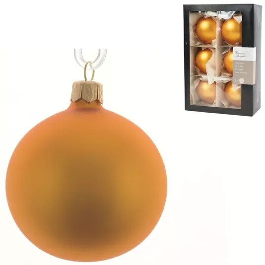 Zestaw szklanych ozdób choinkowych MATTE GOLD 7 cm złote, 6 szt