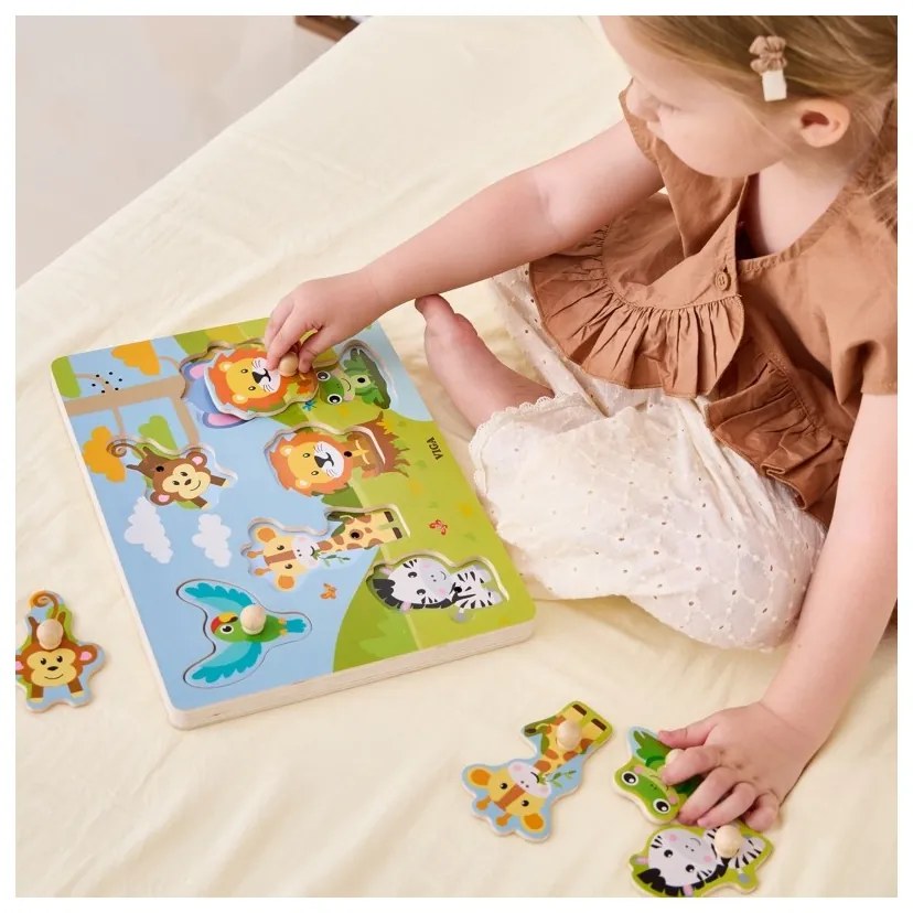 Viga puzzle dźwiękowe dopasuj zwierzęta egzotyczne