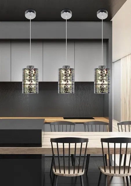 Chromowana pojedyncza lampa wisząca - 3X V061 H1-W57