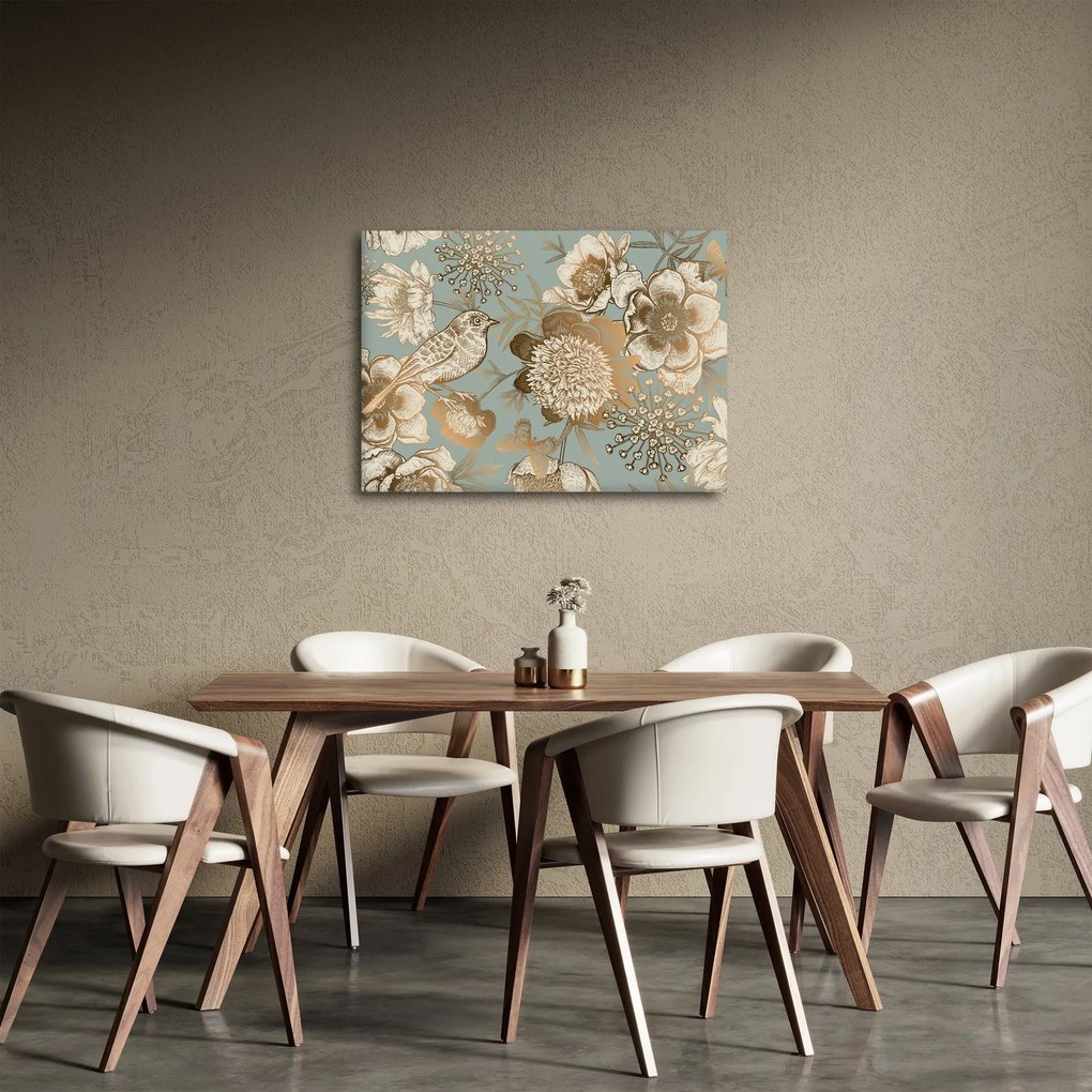 Obraz - Ogród z ptakiem (70x50 cm)