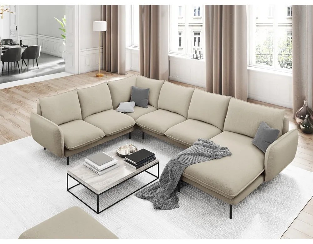 Beżowa sofa w kształcie litery U Cosmopolitan Design Vienna, lewostronna