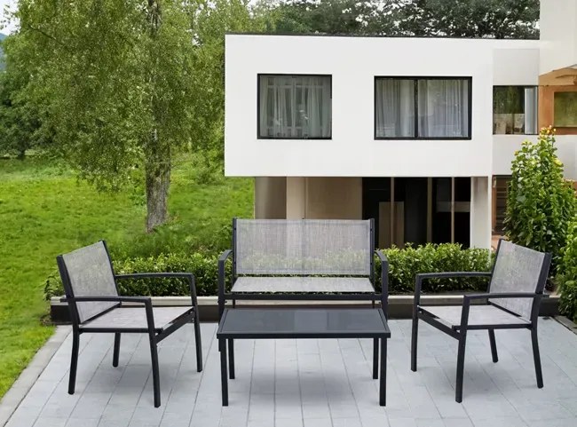 4 elementowy szary zestaw mebli do ogrodu K2-M93