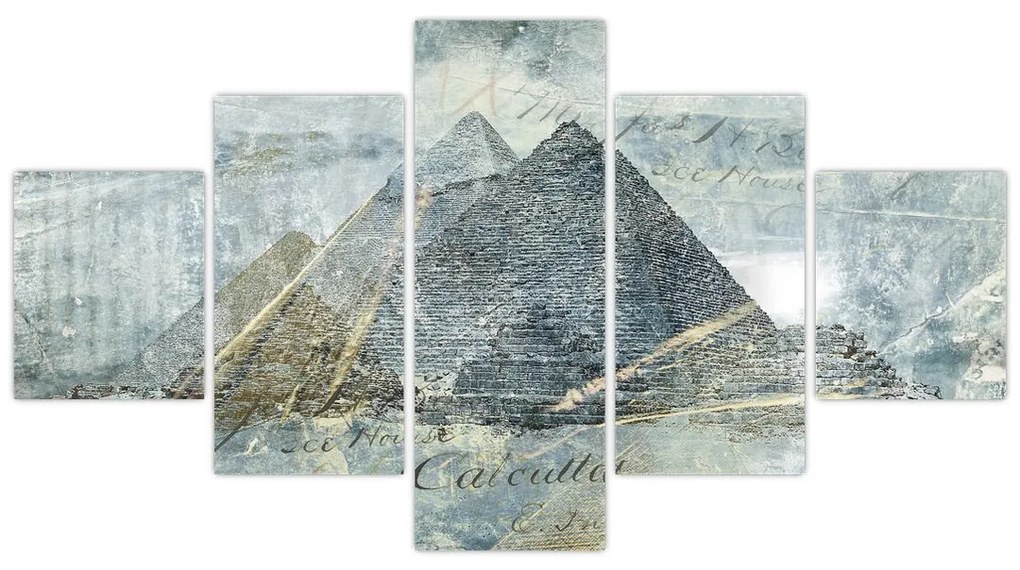 Obraz - Piramidy w niebieskim filtrze (125x70 cm)