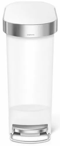Simplehuman Wąski kosz pedałowy 40 l, biały