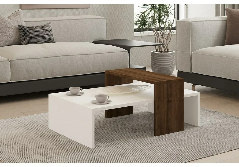 Stolik konferencyjny Glow White and Walnut