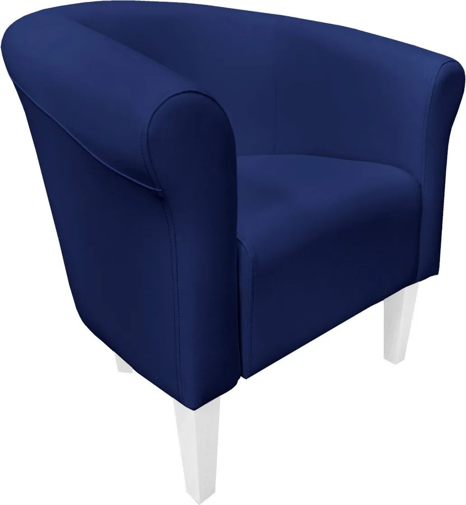 Fotel Milo tkanina Eko-skóra elegancki fotel do salonu i gabinetu : Kolor nogi - Biała, Kolor tkaniny - EKO-SKÓRA - 4D, Wysokość nogi - 20 cm