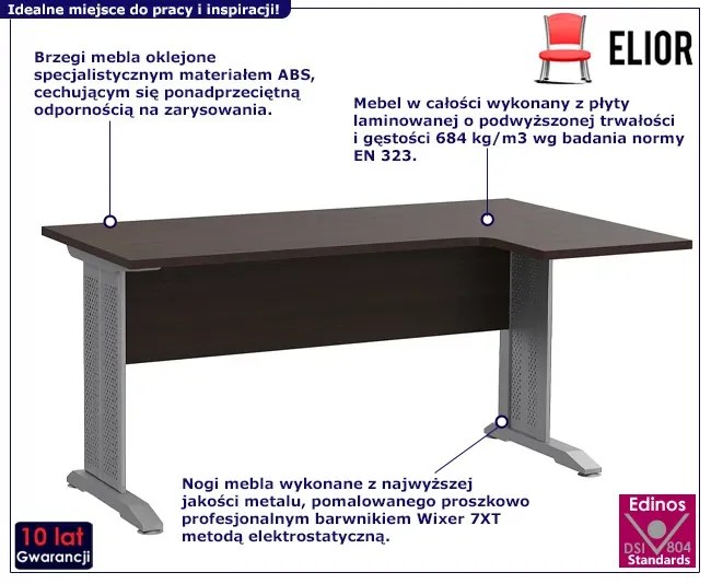 Prawostronne narożne biurko z metalowymi nogami wenge - Gispik 3X