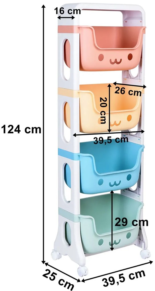 Kolorowa szafka na zabawki na kółkach Z5-P18