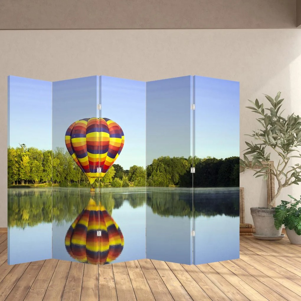 Parawan - Balon na ogrzane powietrze nad jeziorem (210x170 cm)