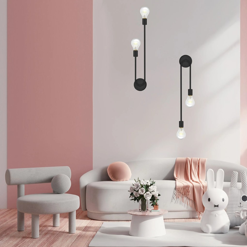 LAMPA ŚCIENNA KINKIET APP1147-2W czarna