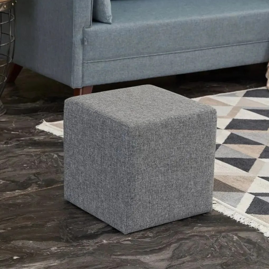 Taboret Kare Pouf Grey