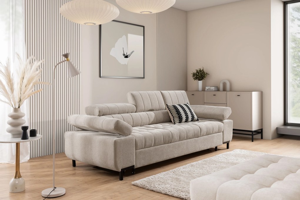 Sofa trzyosobowa Tyrion z funkcją spania - beżowy szenil Vibe 08