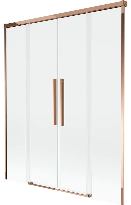 Mexen Rox parawan nawannowy 2-skrzydłowy rozsuwany 160 x 150 cm, transparent, różowe złoto - 8C9-160-002-60-00