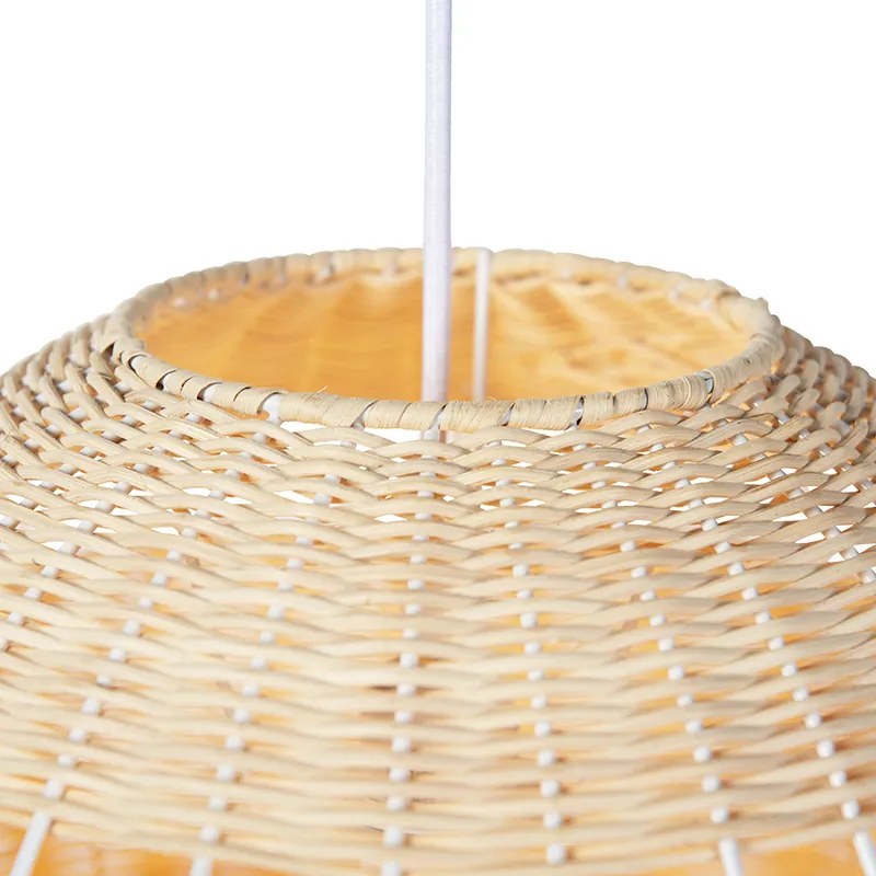 Lampa wisząca w stylu Rustykalny / Vintagem biała z rattanem - Rattan ArtDeco Oswietlenie wewnetrzne