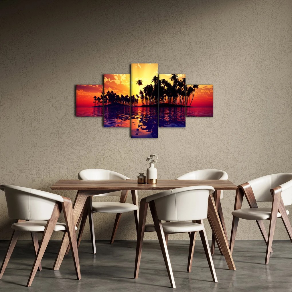 Obraz wyspy o zachodzie słońca (125x70 cm)