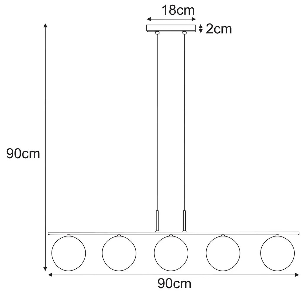Pięciokloszowa lampa sufitowa szklana Z7-G18