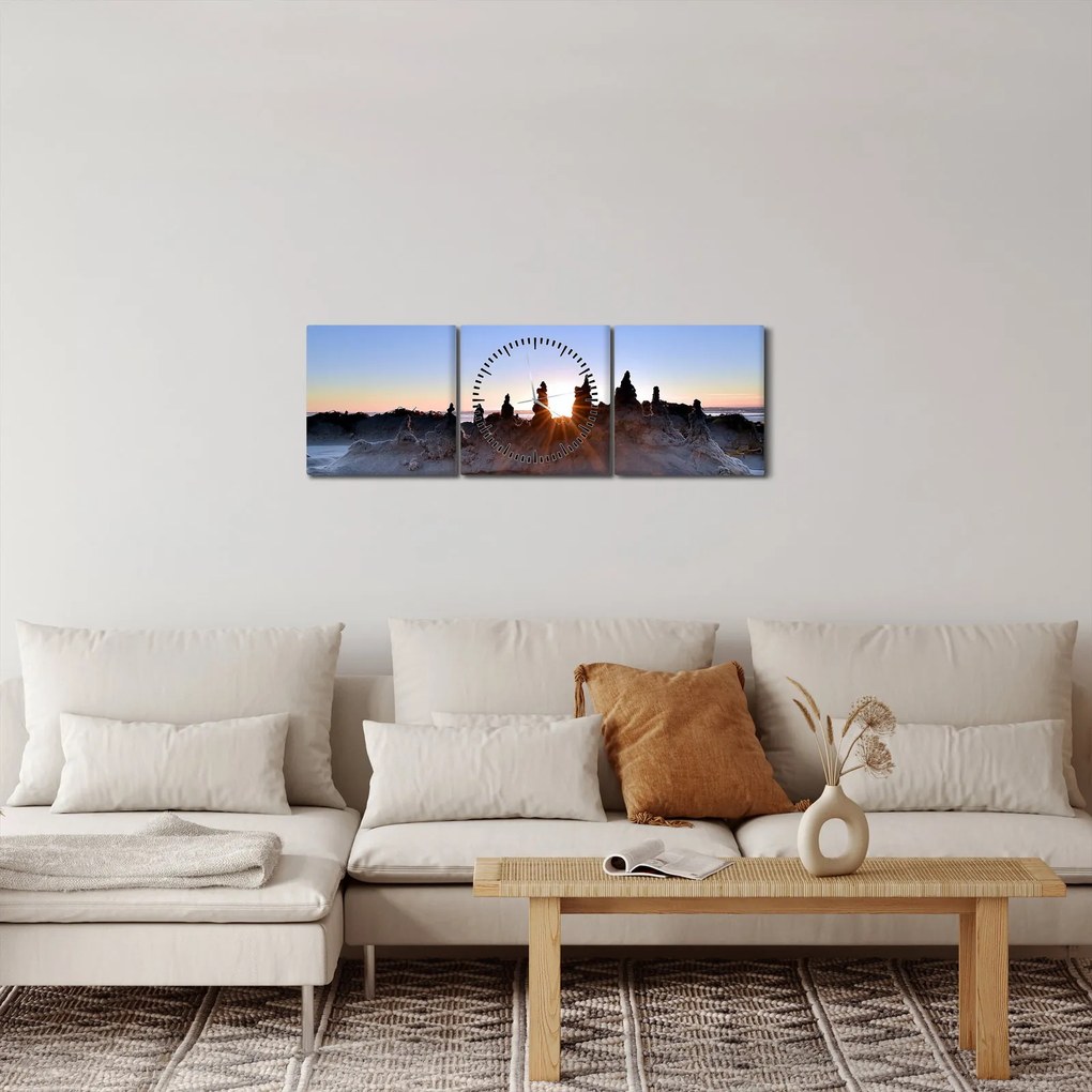Obraz piaszczystej scenerii (z zegarem) (90x30 cm)