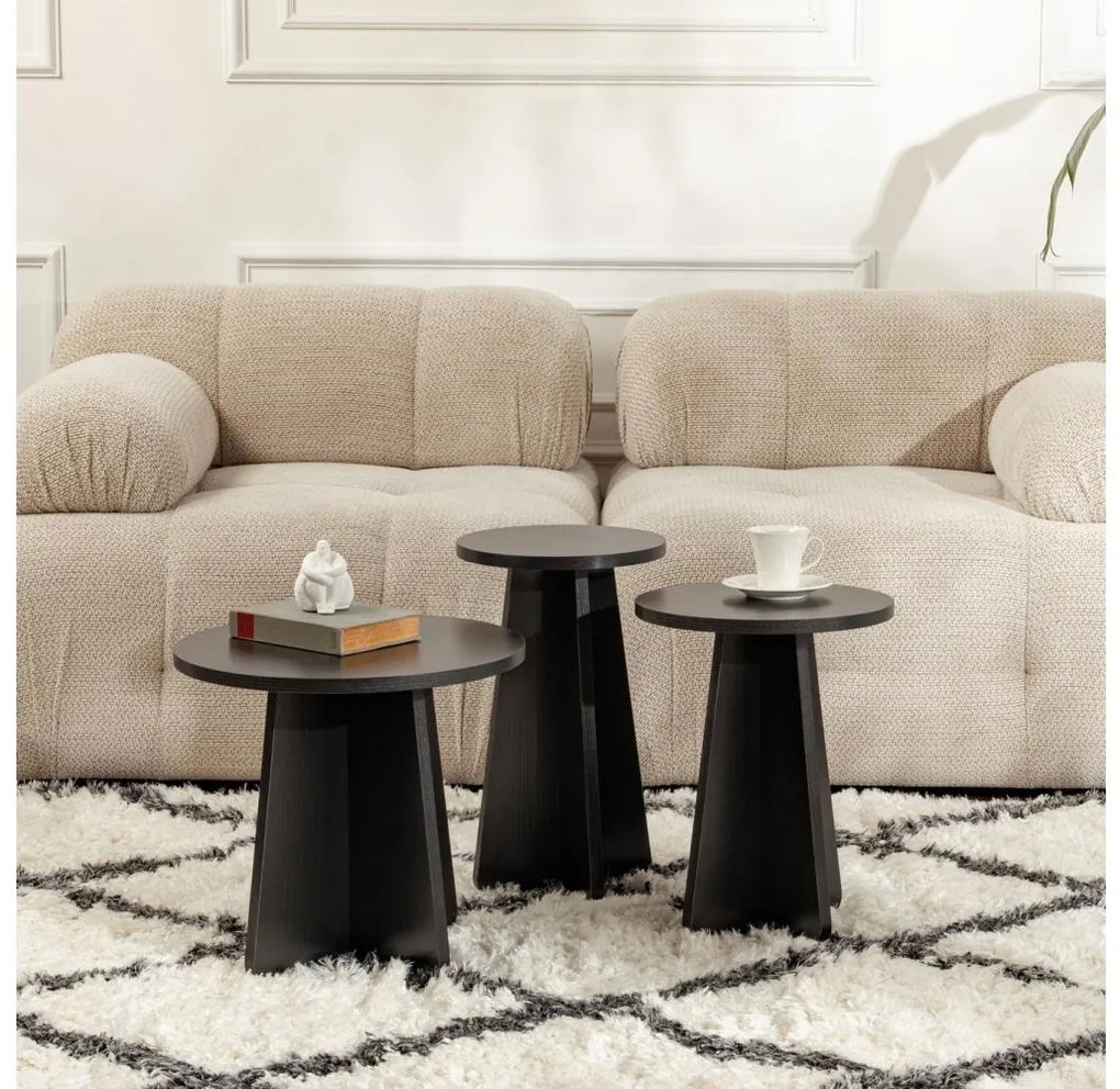 ZESTAW 3x stolik LUME pr. 28/33/43 cm czarny