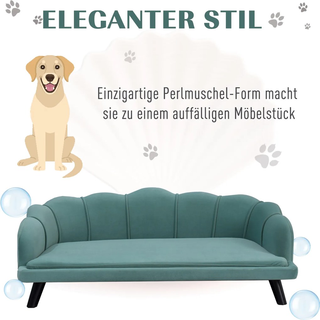 PawHut Sofa dla psa z oparciem sofa dla zwierząt domowych legowisko dla psa z miękkim obiciem sofa dla kota kolor zielony