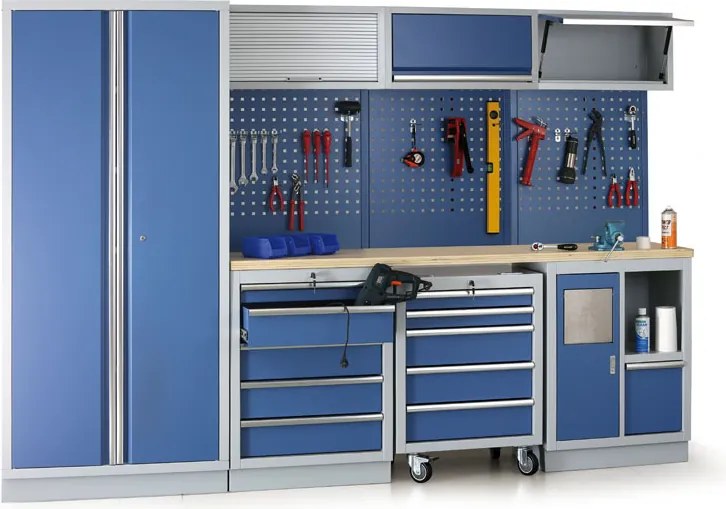 Wózek warsztatowy mobilny na narzędzia G2, 5 szuflad, 645 x 460 x 860 mm, niebieski