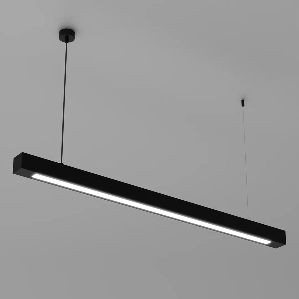 Lampa wisząca LUNGO 1xT8 18W LED, pozioma listwa, czarna