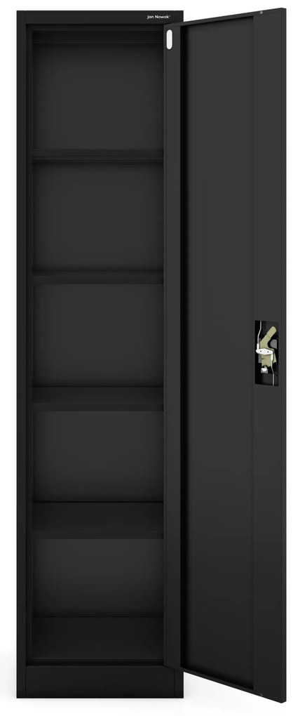 Biurowa szafa metalowa na akta ALEX, 450 x 1850 x 400 mm, czarna