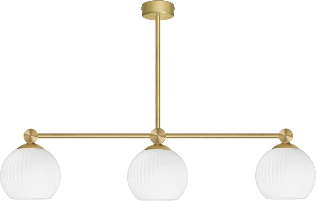 Złota lampa nad stół z rowkowanymi kulami GN-S3L