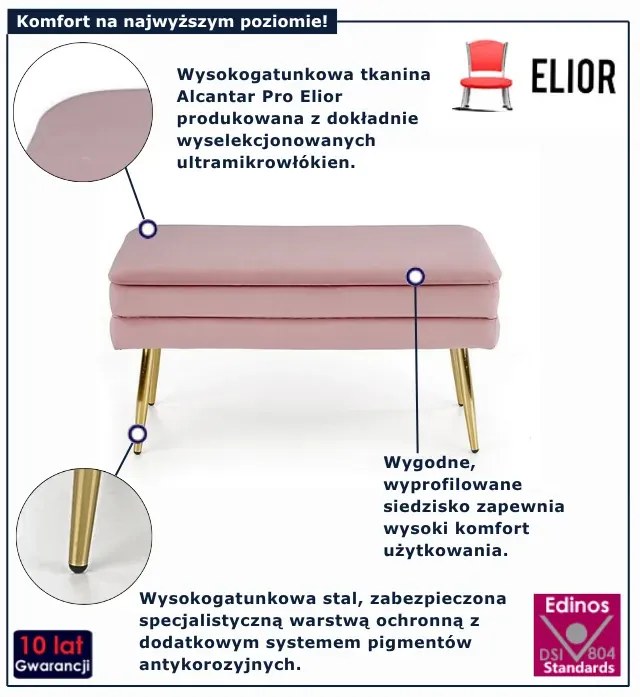 Różowe nowoczesne tapicerowane siedzisko - Wisp 3X