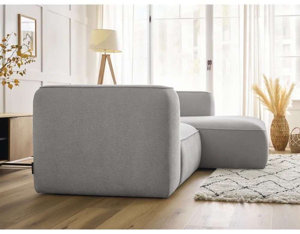 Jasnoszary narożnik z materiału bouclé (prawostronny) Zephyr – Bobochic Paris
