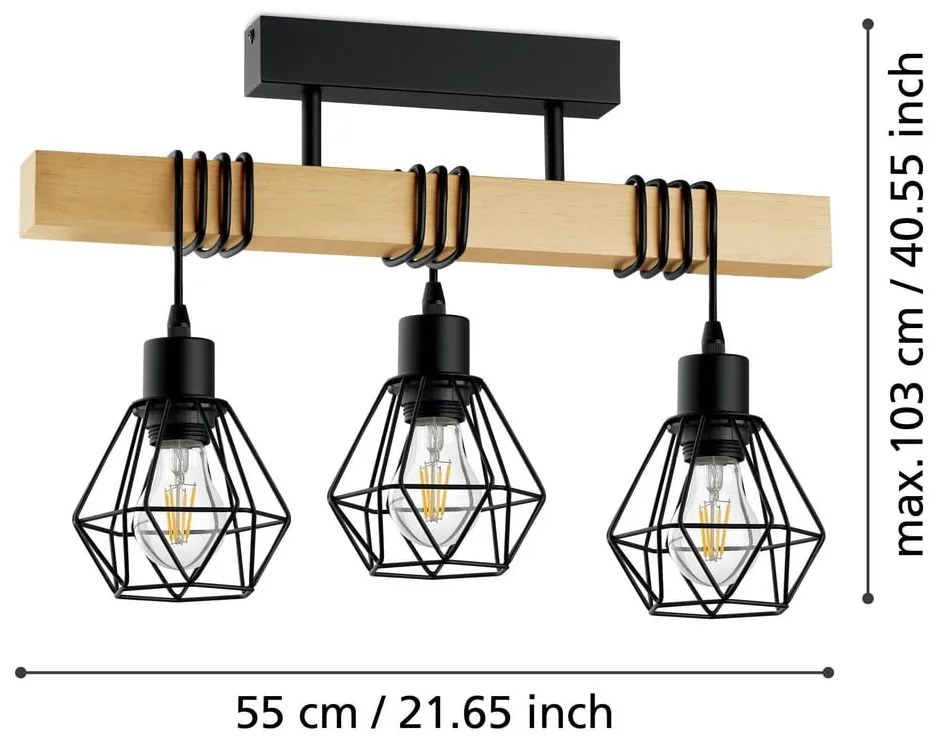 Lampa wisząca w czarno-naturalnym kolorze TOWNSHEND 5 – EGLO