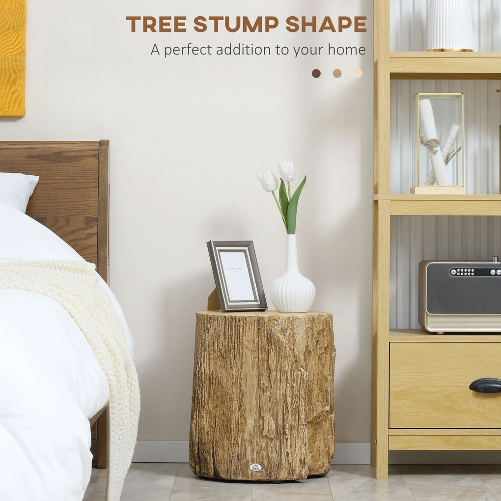 HOMCOM Stolik pomocniczy w kształcie pnia z regulowanymi nóżkami 37 cm x 37 cm x 43 cm Beton Brązowy