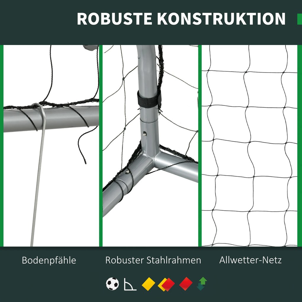 SPORTNOW Bramka piłkarska odporna na warunki atmosferyczne, mocna siatka, stabilna metalowa rama, łatwy montaż, 300 x 200 x 120 cm