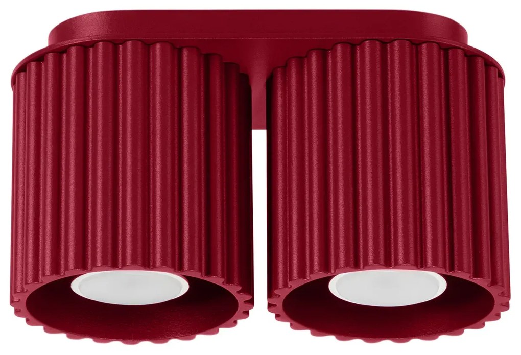 Plafon dwupunktowy AURA 2 burgund GU10 ryflowany  SOLLUX  LIGHTING