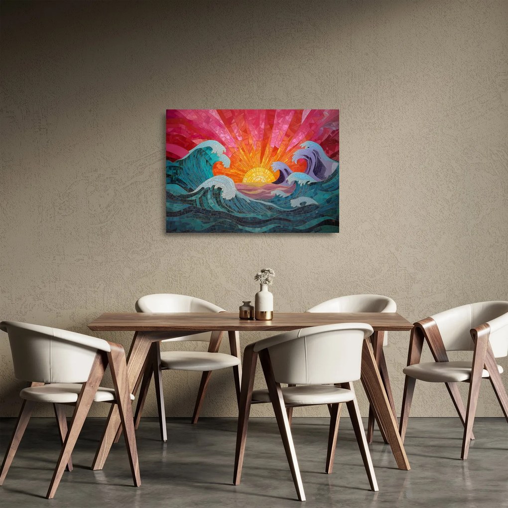 Obraz na szkle - Mozaika fal (70x50 cm)