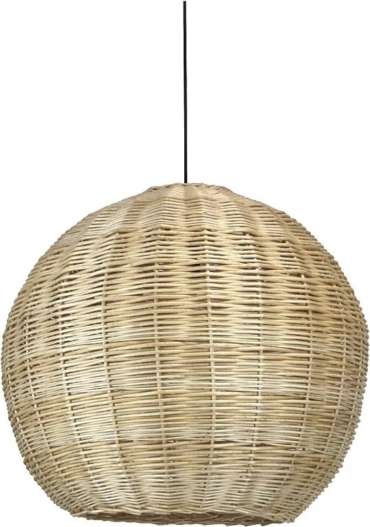 Lampa sufitowa NATURAL w nowoczesnym stylu - wys. 130 cm x ø70 cm - E27 15W - stal i jasna wiklina - IP20