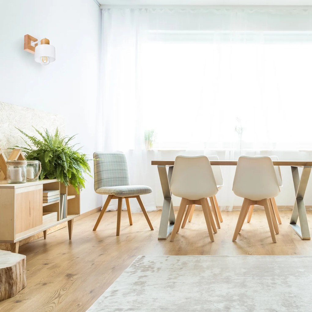 Biały kinkiet LED WD-WE10x10BU jednopunktowy z litego drewna