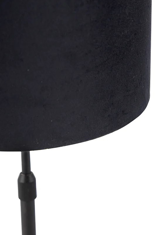 Lampa stołowa czarna z czarnym aksamitnym abażurem ze złotym wnętrzem 25 cm - Parte Nowoczesny Oswietlenie wewnetrzne