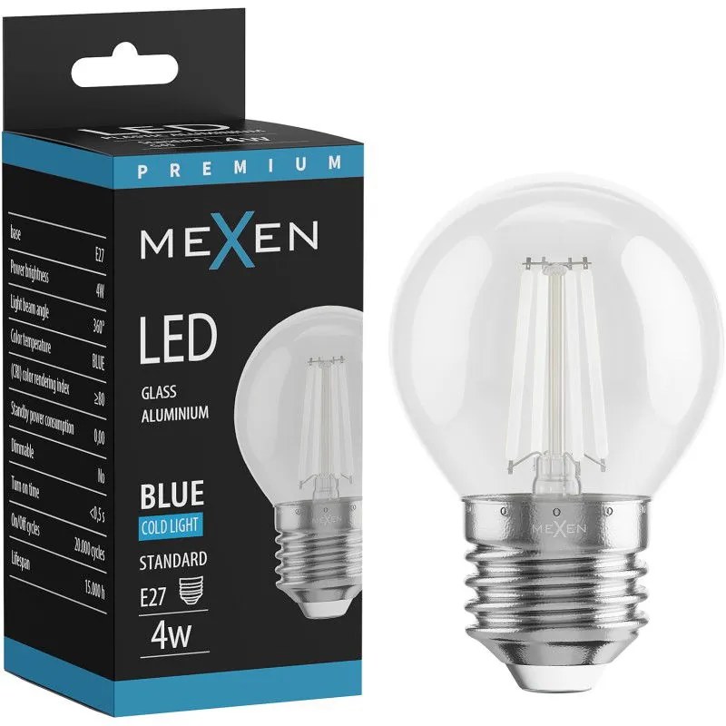 Mexen Vintis żarówka filament LED E27, G45, 4W, 55 lm, blue - L156-E27-04XX-47