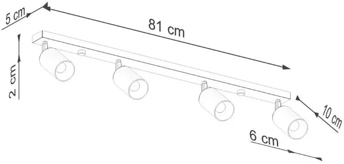 Lampa sufitowa punktowa na listwie czarny + złoty - A574 S2-T48