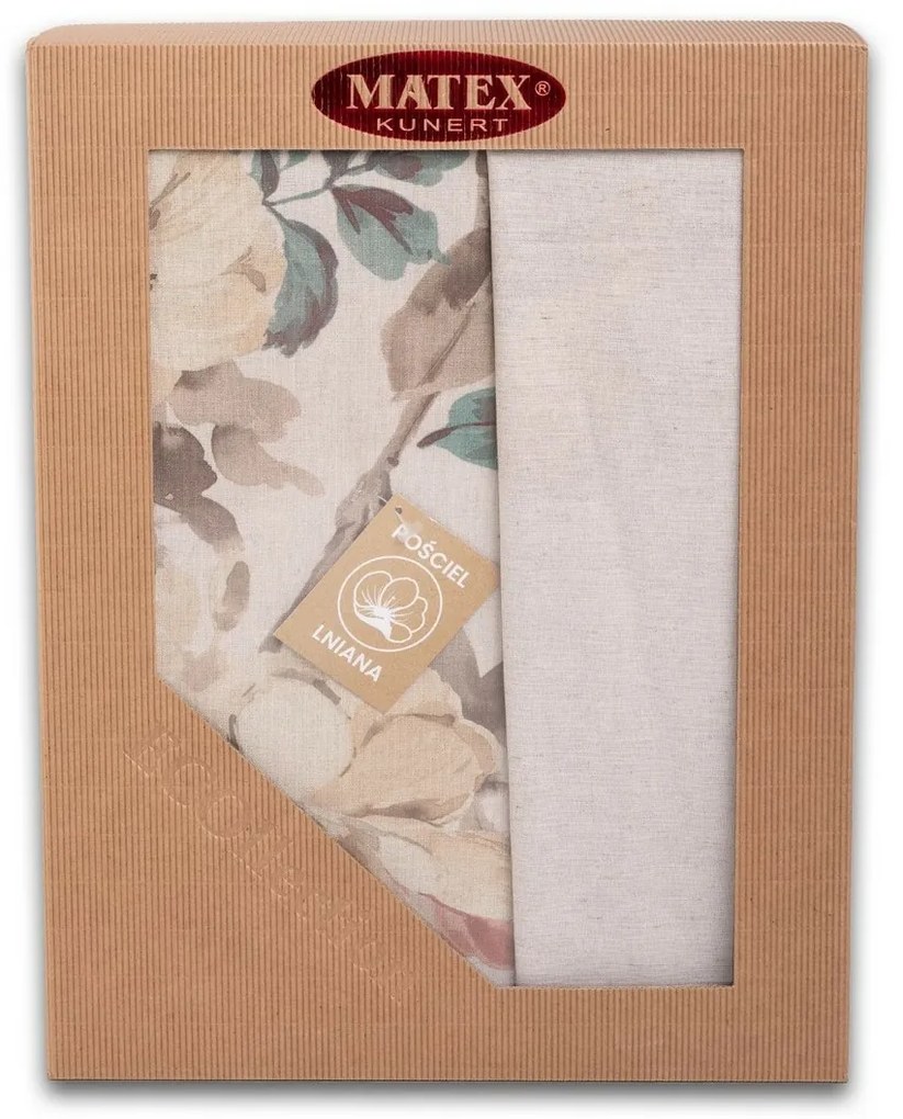 Pościel z mieszanki bawełny i lnu Rose, 220 x 200 cm, 2x 70 x 80 cm