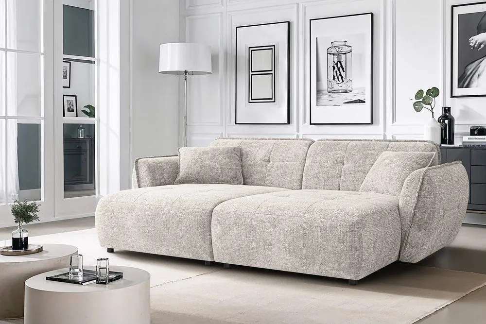 Beżowa sofa z tkaniny szenilowej z szezlongiem 252 cm Nelia Big – Ropez