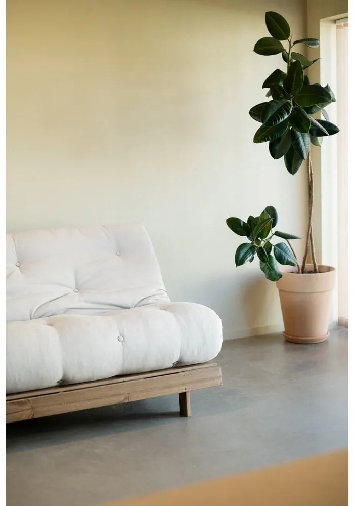 Biała/jasnoniebieska rozkładana sofa 140 cm Roots - Karup Design