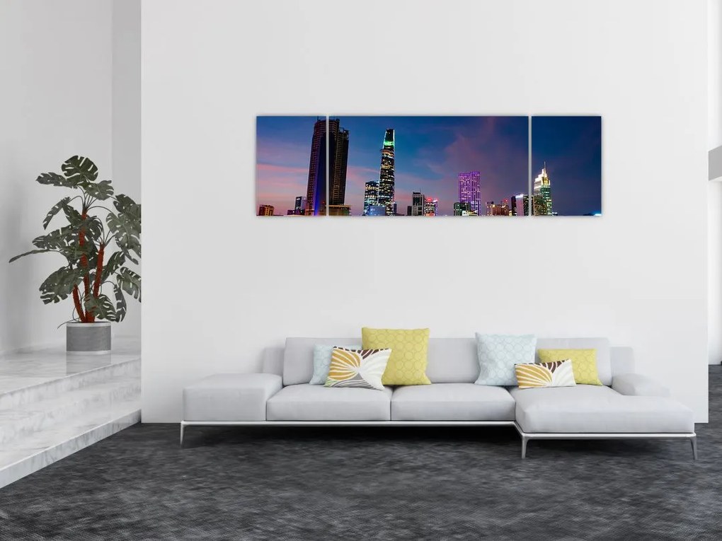 Obraz miasta nocą (170x50 cm)