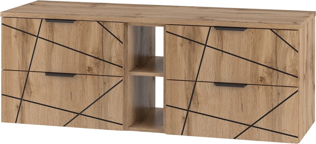 Komplet dwóch szafek łazienkowych z regałem Wood 02, dąb wotan - zestaw 7