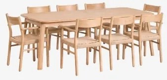 Zestaw Stołu Rozkładanego 220-320x95 Cm Treveris I 8 Krzeseł Jadalnianych Z Drewna Dębowego I Plecionej Liny Mara Roble - Sklum