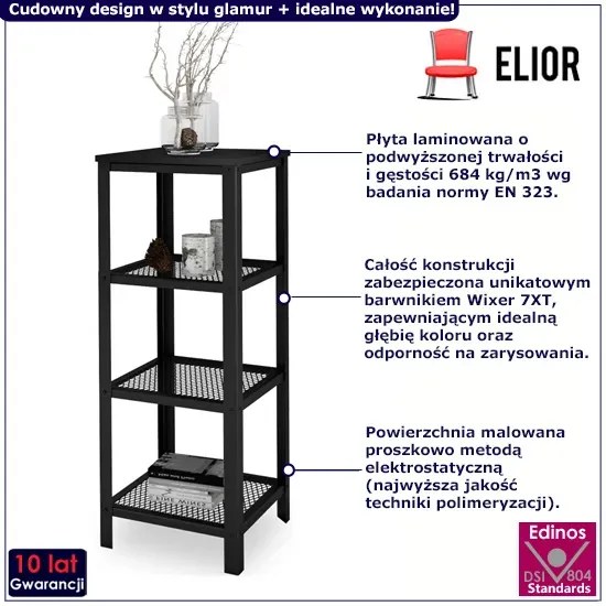 Czarny metalowy regał do salonu - Nessebax 3X
